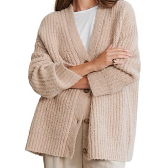 NWT! JENNI KAYNE Alpaca Cocoon Cardigan in Taupe - XS - Picture 1 of 8